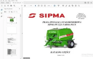 SIPMA PS 1221 FARMA PLUS PRASA ZWIJAJĄCA STAŁOKOMOROWA KATALOG CZĘŚCI - PDF