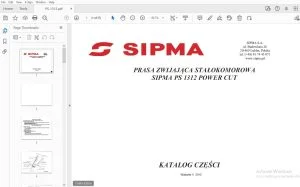 SIPMA PS 1312 POWER CUT PRASA ZWIJAJACA STALOKOMOROWA KATALOG CZĘŚCI - PDF