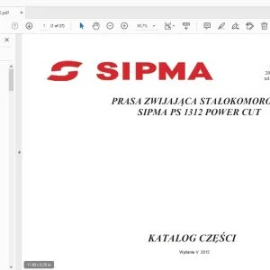 SIPMA PS 1312 POWER CUT PRASA ZWIJAJACA STALOKOMOROWA KATALOG CZĘŚCI - PDF
