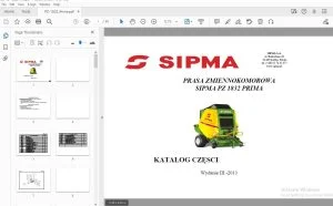 SIPMA PZ 1832 PRIMA PRASA ZMIENNOKOMOROWA KATALOG CZĘŚCI - PDF DOWNLOAD