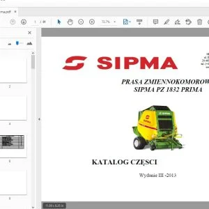 SIPMA PZ 1832 PRIMA PRASA ZMIENNOKOMOROWA KATALOG CZĘŚCI - PDF DOWNLOAD