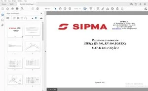 SIPMA RN 500, RN 800 BORYNA Rozsiewacze nawozów KATALOG CZĘŚCI - PDF