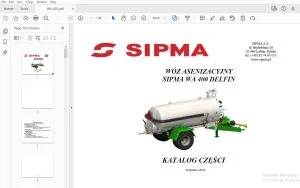 SIPMA WA 400 DELFIN WÓZ ASENIZACYJNY KATALOG CZĘŚCI - PDF DOWNLOAD