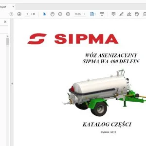SIPMA WA 400 DELFIN WÓZ ASENIZACYJNY KATALOG CZĘŚCI - PDF DOWNLOAD