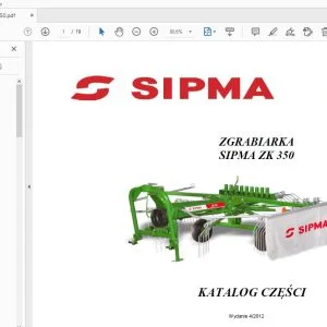 SIPMA ZK 350 ZGRABIARKA KATALOG CZĘŚCI - PDF DOWNLOAD