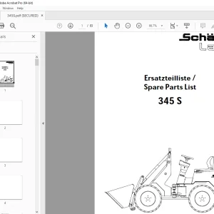 Schaffer HL 345S Wheeled Loader Parts Manual PDF