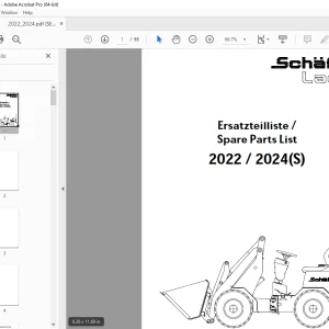 Schaffer Lader 2022 2024(S) Wheeled Loader Parts Manual PDF