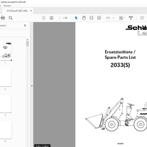 Schaffer Lader 2033(S) Wheeled Loader Parts Manual PDF