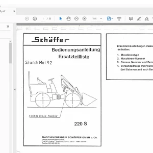 Schaffer Lader 220 S Mai 92 Bedienungsanleitung Ersatzteilliste PDF