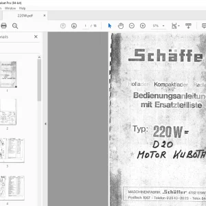 Schaffer Lader 220W Kompaktlader Bedienungsanleitung mit Ersatzteilliste PDF