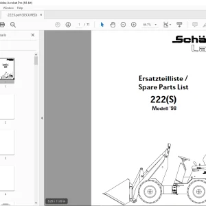 Schaffer Lader 222(S) Wheeled Loader Parts Manual PDF