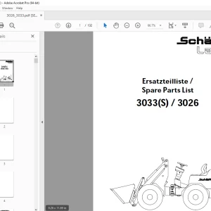 Schaffer Lader 3026 3033(S) Wheeled Loader Parts Manual PDF