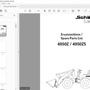 Schaffer Lader 4050Z 4050ZS Wheel Loader Parts Manual PDF