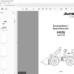 Schaffer Lader 442(S) 1998 Wheeled Loader Parts Manual PDF