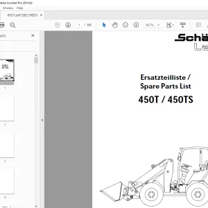 Schaffer Lader 450T 450TS Wheeled Loader Parts Manual PDF