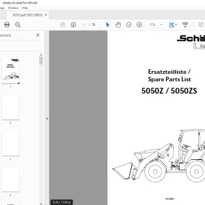 Schaffer Lader 5050Z 5050ZS Wheeled Loader Parts Manual PDF