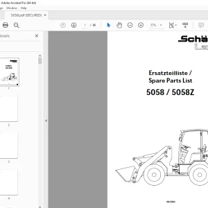 Schaffer Lader 5058 5058Z Wheeled Loader Parts Manual PDF
