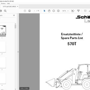 Schaffer Lader 570T Wheeled Loader Parts Manual PDF
