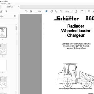 Schaffer Lader 860S Wheel Loader Operation & Service Manual PDF