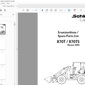 Schaffer Lader 870T 870TS Modell 2000 Wheel Loader Parts Manual PDF