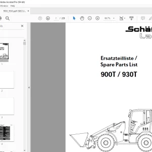 Schaffer Lader 900T 930T Wheeled Loader Parts Manual PDF