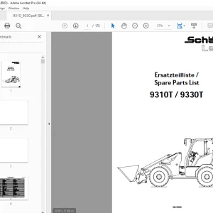 Schaffer Lader 9310T 9330T Wheeled Loader Parts Manual PDF