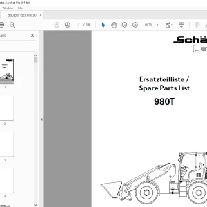 Schaffer Lader 980T Wheeled Loader Parts Manual PDF