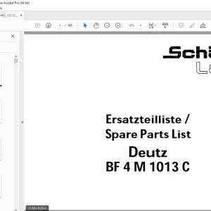 Schaffer Lader Deutz BF 4M 1013 C Parts Manual PDF