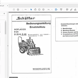 Schaffer Lader HOFLADER D25 D25K D40 Bedienungsanleitung Ersatzteilliste PDF