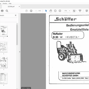 Schaffer Lader Hoflader D20 W Bedienungsanleitung Ersatzteilliste PDF