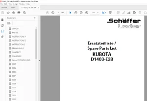 Schaffer Lader Kubota D1403-E2B Parts Manual - PDF DOWNLOAD