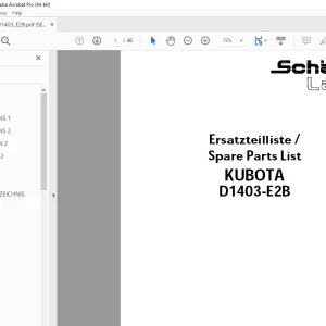 Schaffer Lader Kubota D1403-E2B Parts Manual - PDF DOWNLOAD