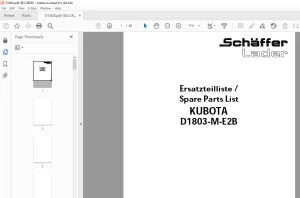 Schaffer Lader Kubota D1803-M-E2B Parts Manual - PDF DOWNLOAD