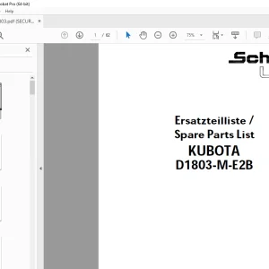 Schaffer Lader Kubota D1803-M-E2B Parts Manual - PDF DOWNLOAD