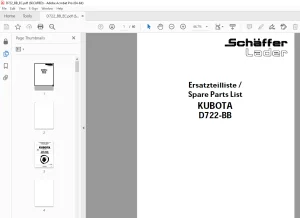 Schaffer Lader Kubota D722-BB Parts Manual - PDF DOWNLOAD