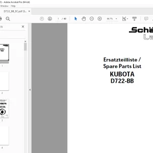 Schaffer Lader Kubota D722-BB Parts Manual - PDF DOWNLOAD