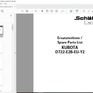 Schaffer Lader Kubota D722-E2B-EU-Y2 Parts Manual PDF