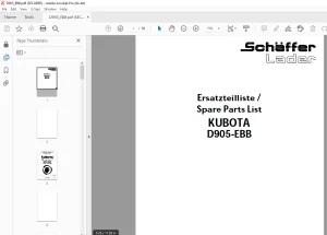 Schaffer Lader Kubota D905-EBB Parts Manual PDF