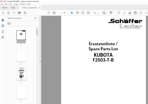 Schaffer Lader Kubota F2503-T-B Parts Manual - PDF DOWNLOAD