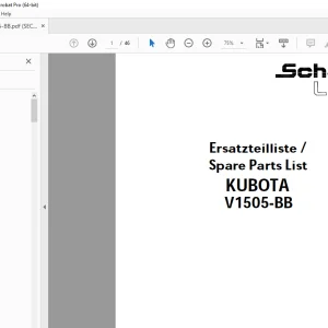 Schaffer Lader Kubota V1505-BB Parts Manual - PDF DOWNLOAD