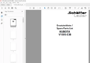 Schaffer Lader Kubota V1505-E3B Parts Manual PDF