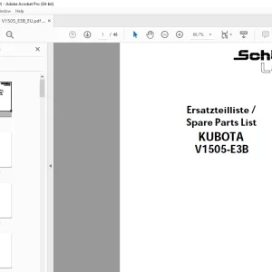 Schaffer Lader Kubota V1505-E3B Parts Manual PDF