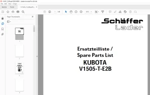 Schaffer Lader Kubota V1505-T-E2B Parts Manual PDF