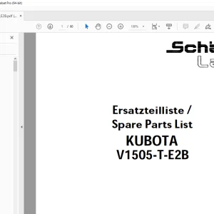 Schaffer Lader Kubota V1505-T-E2B Parts Manual PDF