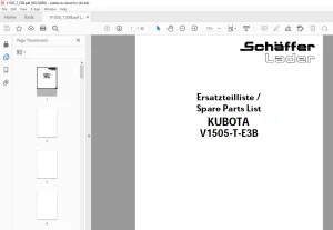 Schaffer Lader Kubota V1505-T-E3B Parts Manual PDF