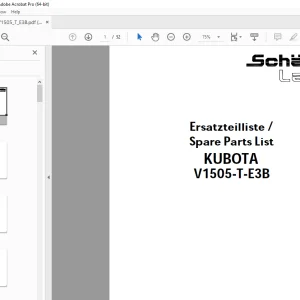 Schaffer Lader Kubota V1505-T-E3B Parts Manual PDF