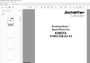Schaffer Lader Kubota V1903-E2B-EU-X3 Parts Manual PDF