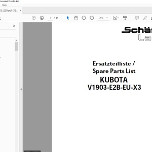 Schaffer Lader Kubota V1903-E2B-EU-X3 Parts Manual PDF