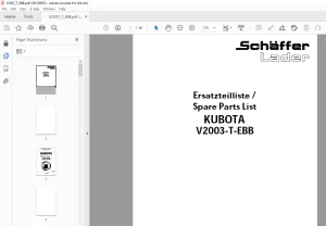 Schaffer Lader Kubota V2003-T-EBB Parts Manual - PDF DOWNLOAD