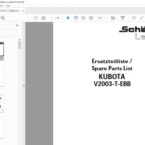 Schaffer Lader Kubota V2003-T-EBB Parts Manual - PDF DOWNLOAD